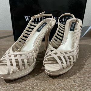 White house black market, Gena strappy sling back heel in shell size 7